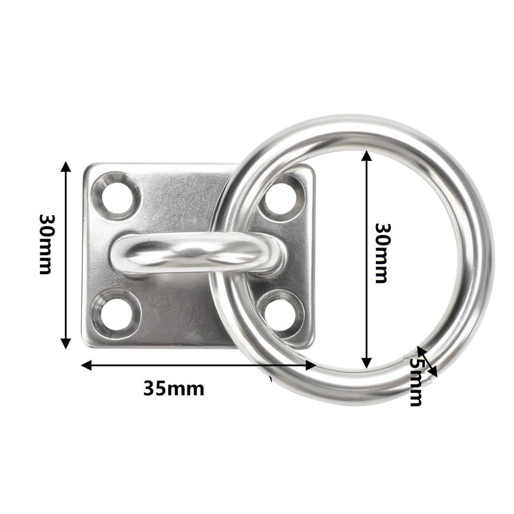 2Pcs M5 Stainless steel hook rope pull ring/square eye plate/marine deck hardware rigging/door buckle yacht accessories Screws Included