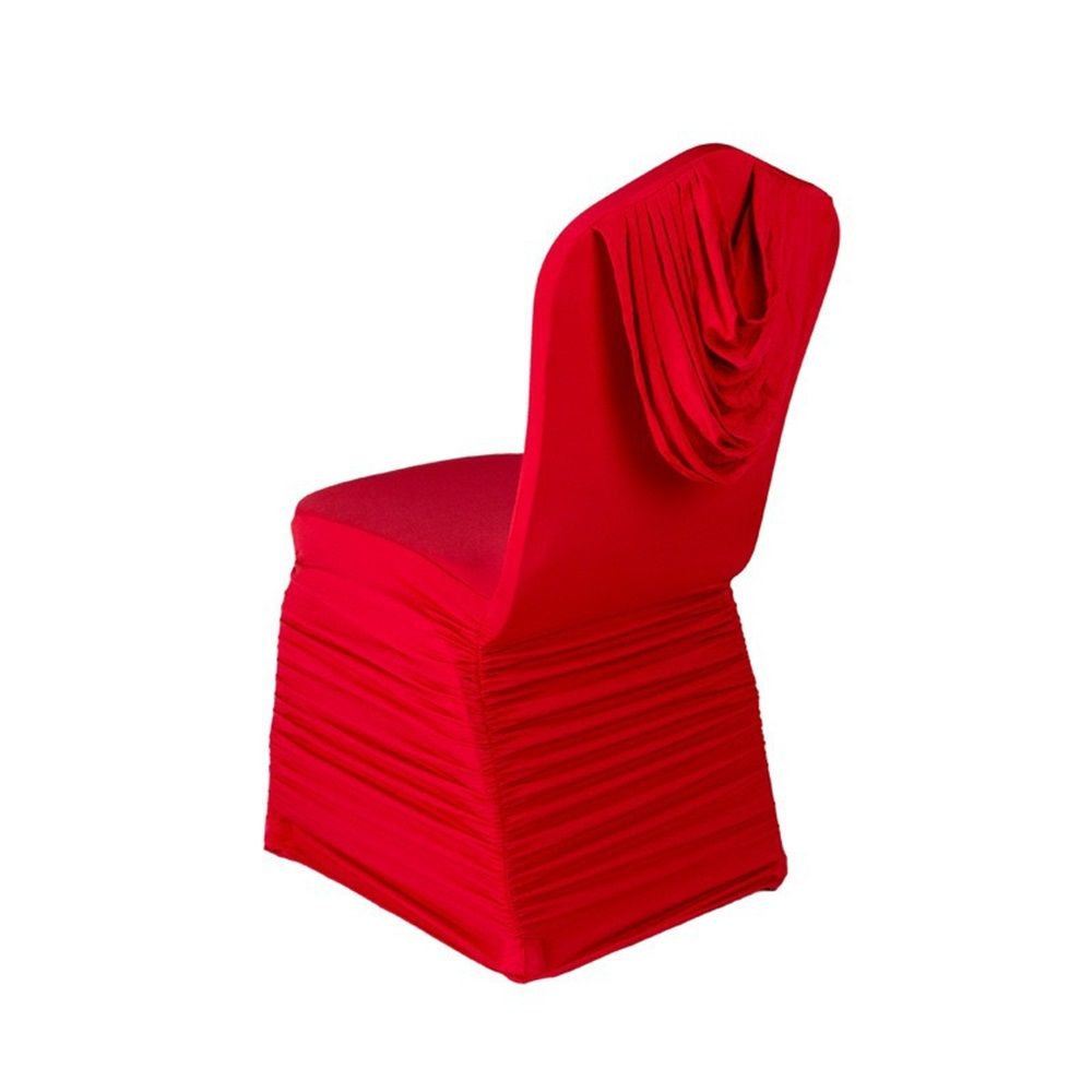 2pcs Ruffle Spandex Banquet Fitted Chair Covers, Ruffled Ruched  Stretch Elastic Wedding Party Decoration Chair - red