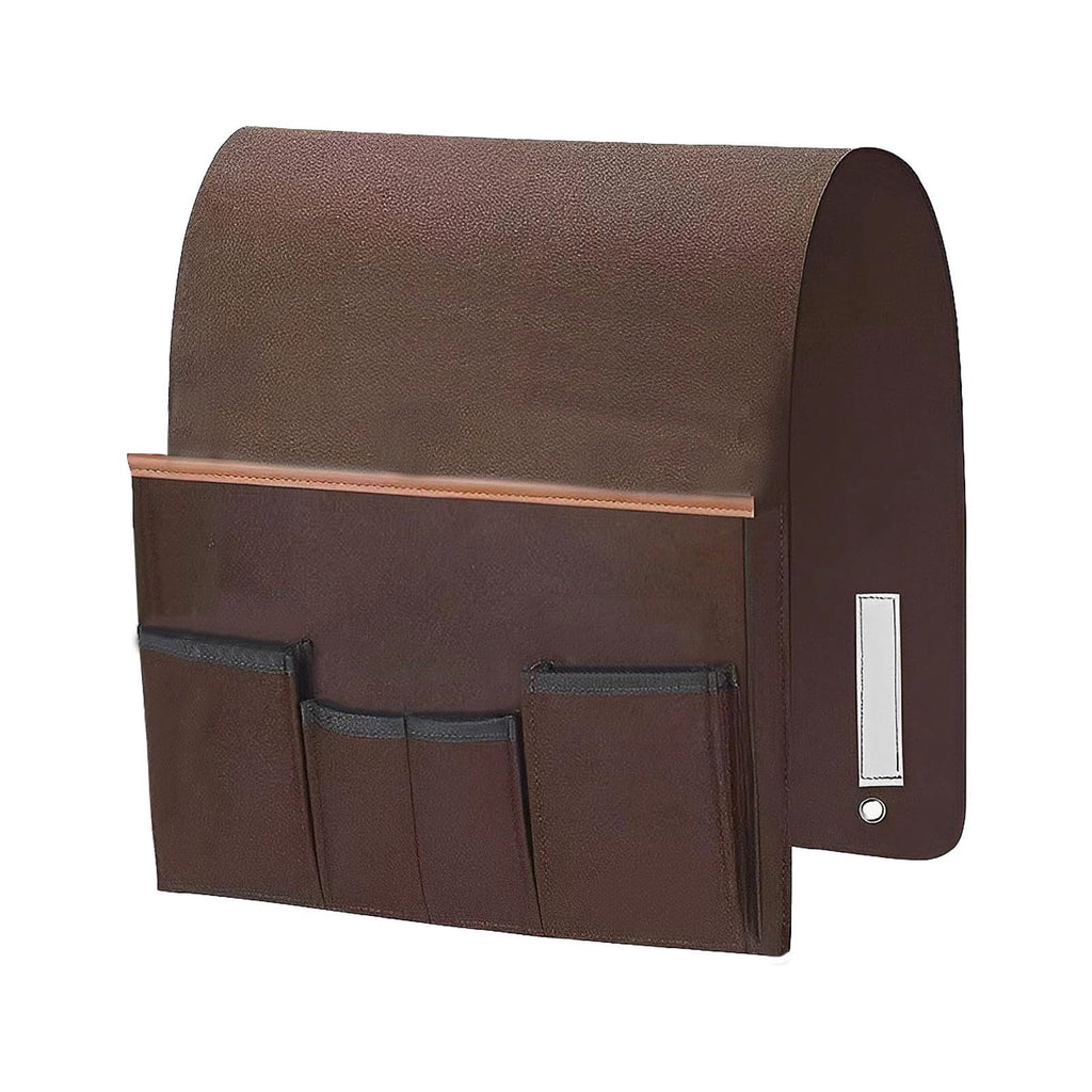 Sofa Armrest Organizer Non-Slip Bedside Armchair Caddy Storage Basket Bag Slip Resistant Couch Remote Control Holder Storage Bag for Cellphone,Tablet,Magazines,Glasses(Brown)