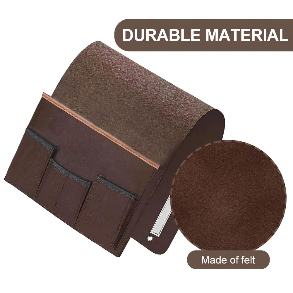 Sofa Armrest Organizer Non-Slip Bedside Armchair Caddy Storage Basket Bag Slip Resistant Couch Remote Control Holder Storage Bag for Cellphone,Tablet,Magazines,Glasses(Brown)