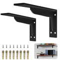 Shelf Brackets Heavy Duty, 8 inches Industrial Steel L Countertop Support  Load Capacity Black Metal Brackets for Shelves DIY Triangle(2Pcs)