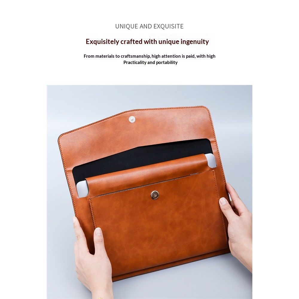 1 Piece PU Leather Envelope File Folders A4 Paper Document Filing Envelope Document Organizer Leather Portfolio Folder Holder (Brown)