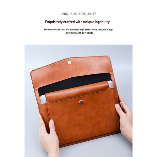 1 Piece PU Leather Envelope File Folders A4 Paper Document Filing Envelope Document Organizer Leather Portfolio Folder Holder (Brown)
