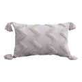 Boho Woven Tufted Pillowcase,Tassels Zigzag Lines Tribal Pattern Lumbar Pillow Case Cushion Cover for Couch Bed Car, 30*50cm, （Rectangular line）