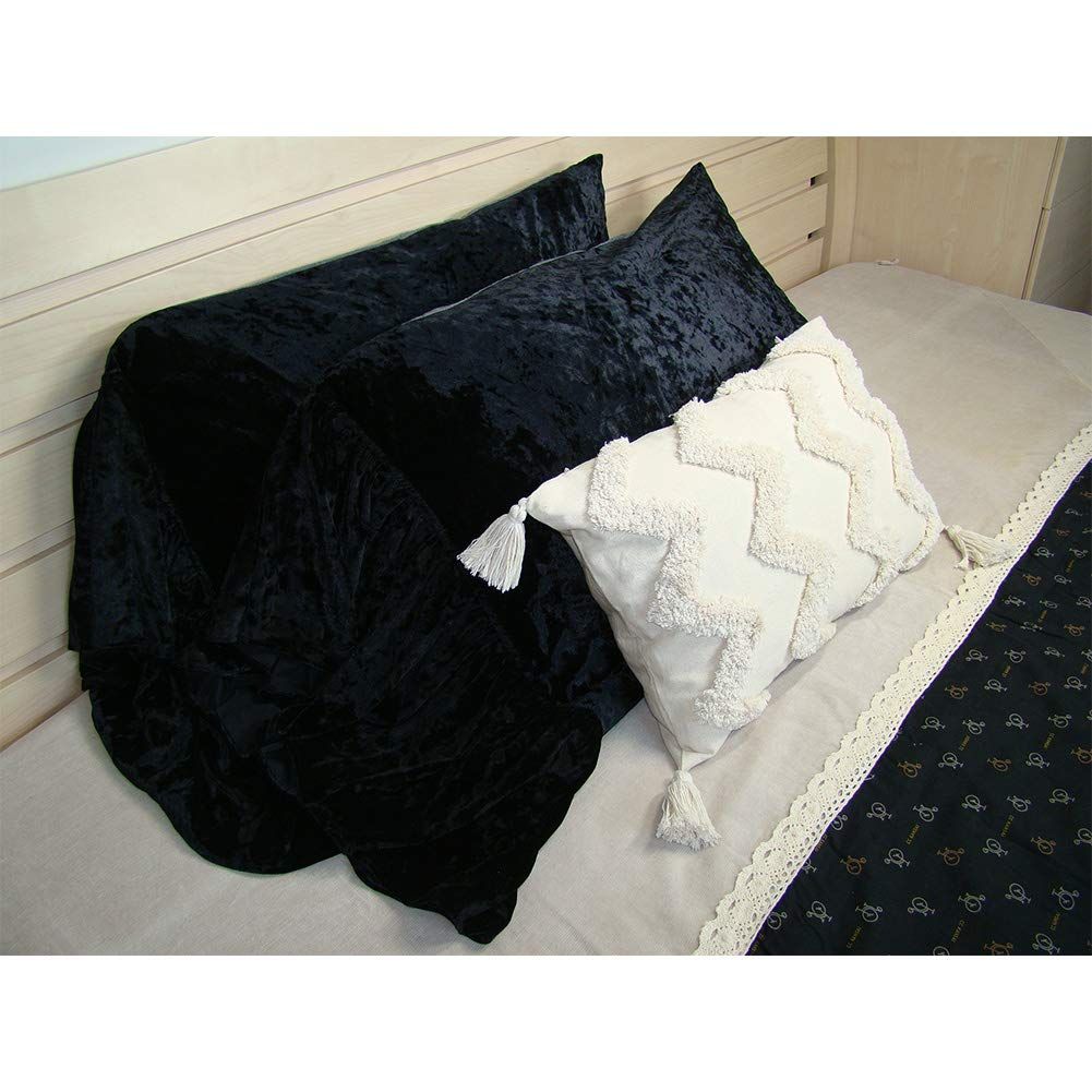 Boho Woven Tufted Pillowcase,Tassels Zigzag Lines Tribal Pattern Lumbar Pillow Case Cushion Cover for Couch Bed Car, 30*50cm, （Rectangular line）