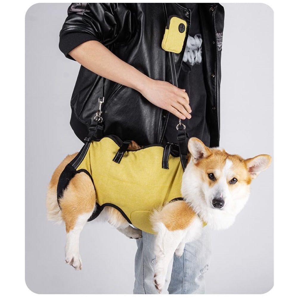 Dog Lift Harness Full Body Support & Recovery Sling Pet Lift Vest Mesh Adjustable Straps with Handle for Old, Joint Injuries, Arthritis,Disabled Dogs Walk(Yellow,S)