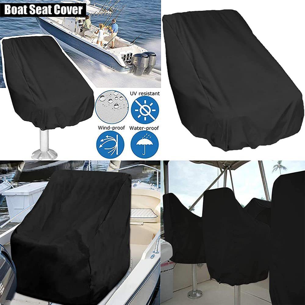 Boat Seat Cover 420D Oxford Fabric Waterproof Captains Chair Boat Seat Cover Resistant To Fading Pedestal Pontoon Chair Seat Cover（60*55*63cm black）