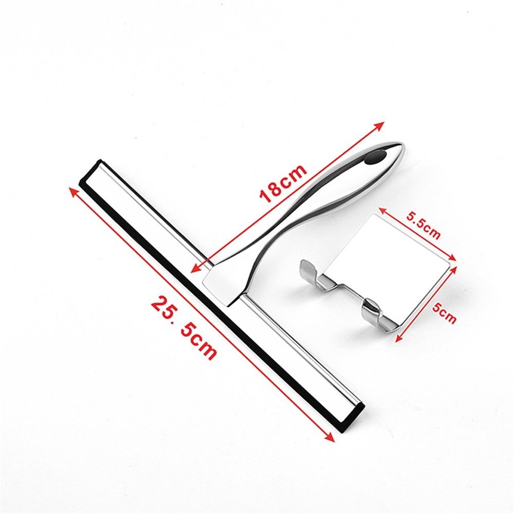 All-Purpose Shower Squeegee for Shower Doors, Bathroom, Window and Car Glass - Stainless Steel, （Scraper+Square Adhesive Hook）