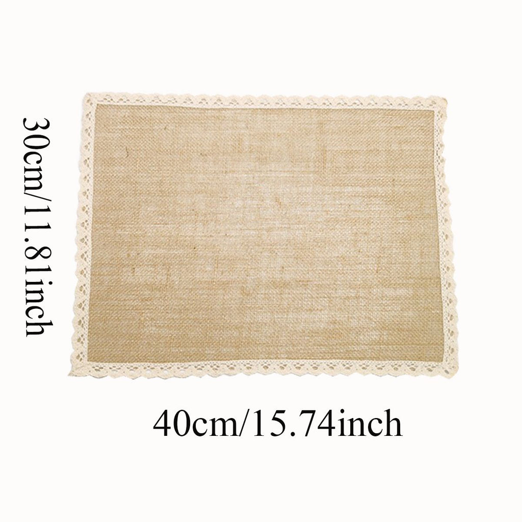 Placemats and Beige Lace Jute Rustic Farmhouse Table Mats Table Decor & One of Life's Little Home Luxuries for Special Occasions, Parties, Weddings, BBQ's, Holidays (Set of 6)
