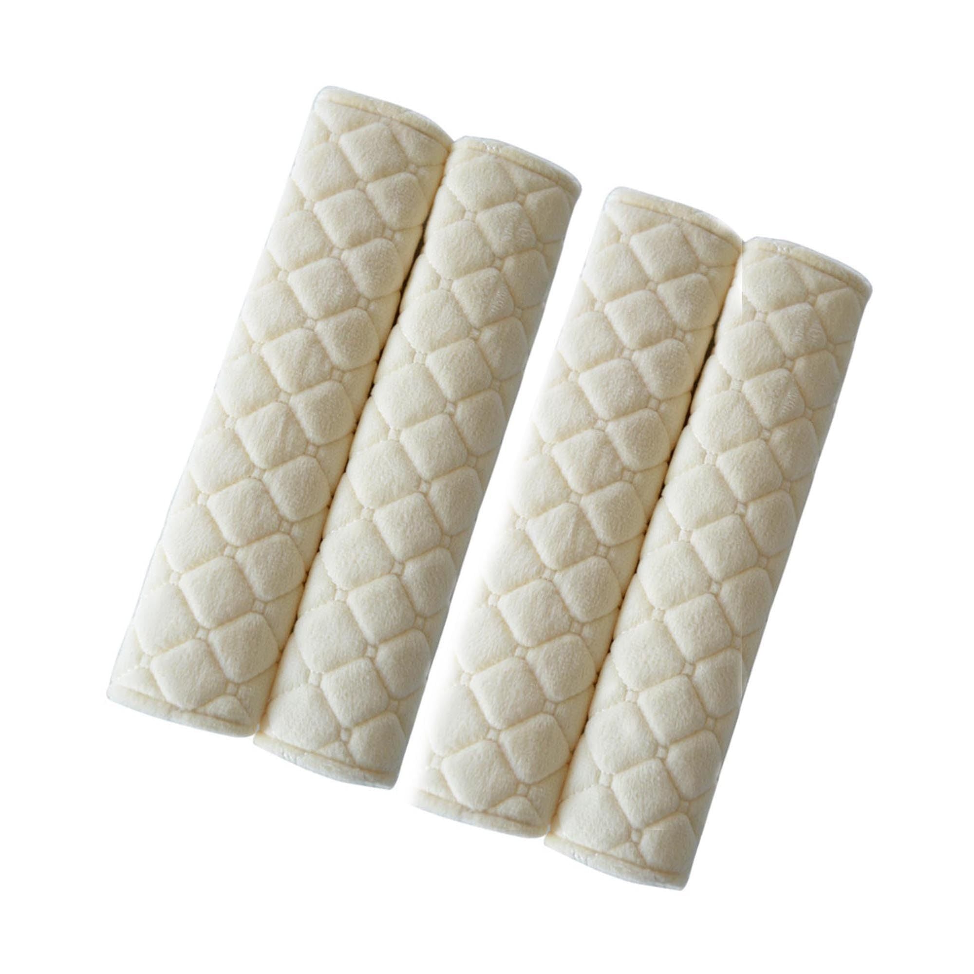 4 Pack Universal Car Seat Belt Pads, Adult Seat Belt Shoulder Strap Covers Harness Pad for Car/Bag,Soft Comfort Helps Protect You Neck Shoulder from The Seat Belt Rubbing (Beige)