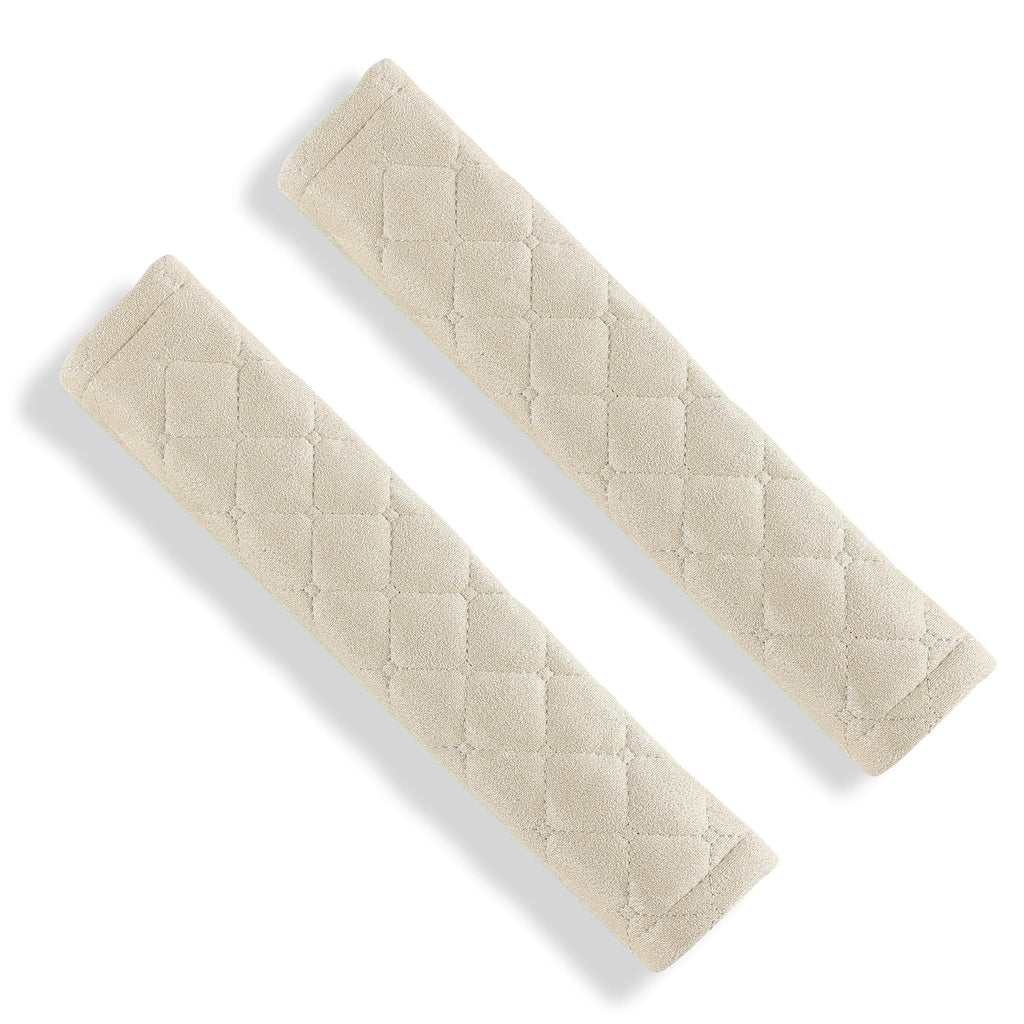 4 Pack Universal Car Seat Belt Pads, Adult Seat Belt Shoulder Strap Covers Harness Pad for Car/Bag,Soft Comfort Helps Protect You Neck Shoulder from The Seat Belt Rubbing (Beige)