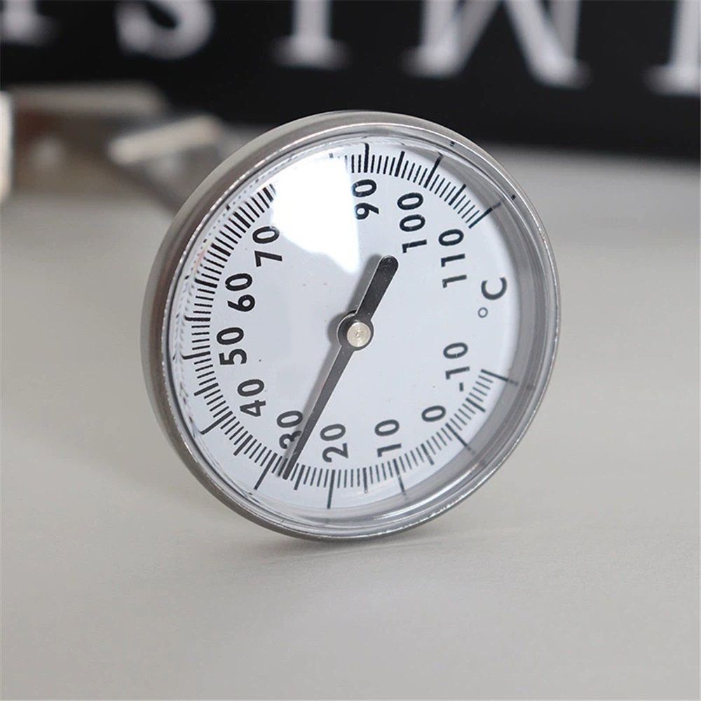 Milk Frothing Thermometer, Adjustable Hanging Beverage Thermometer Water Proof Stainless Steel for Coffee Tea Meat Candy BBQ Sensitive Probe Temperature Gauge Tool