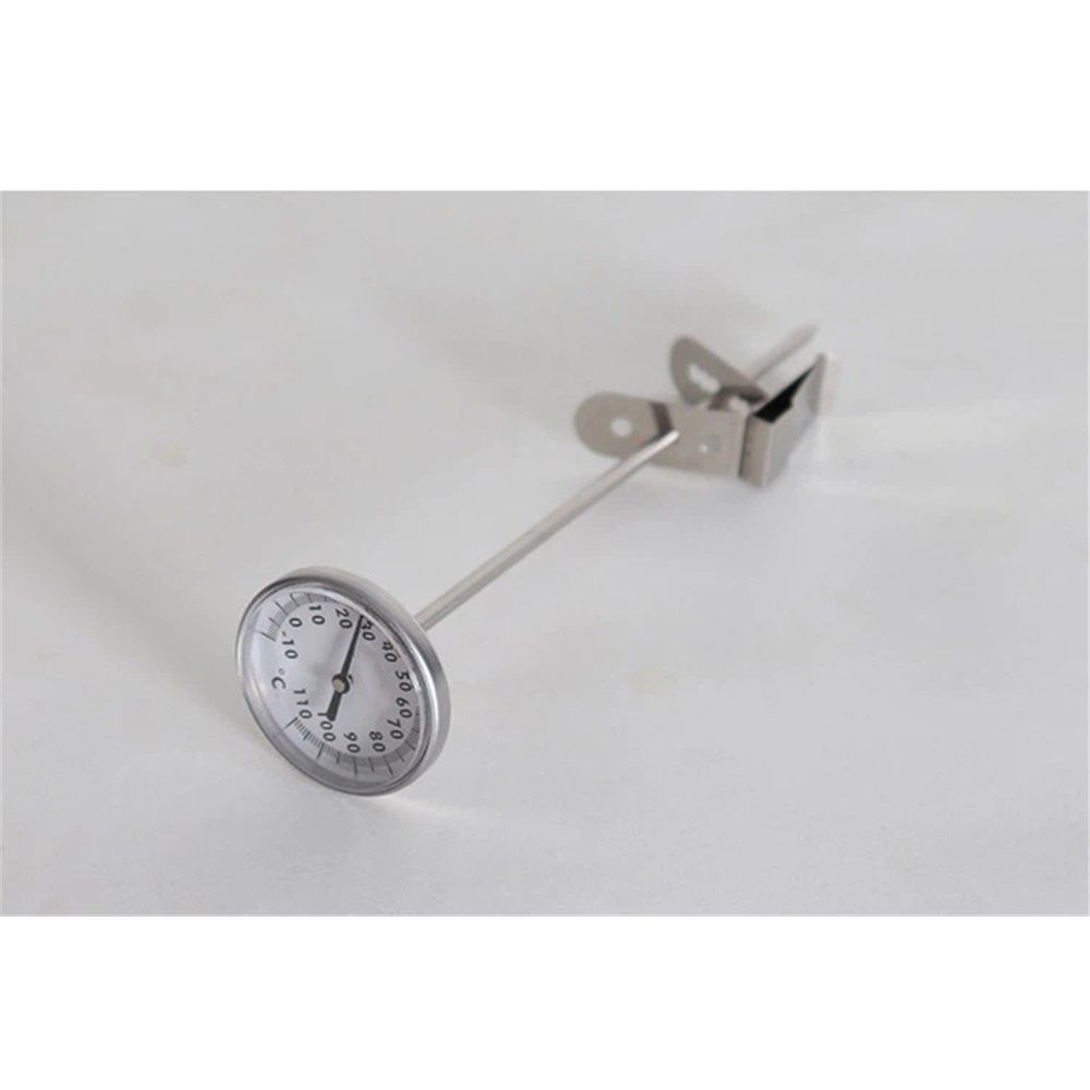 Milk Frothing Thermometer, Adjustable Hanging Beverage Thermometer Water Proof Stainless Steel for Coffee Tea Meat Candy BBQ Sensitive Probe Temperature Gauge Tool