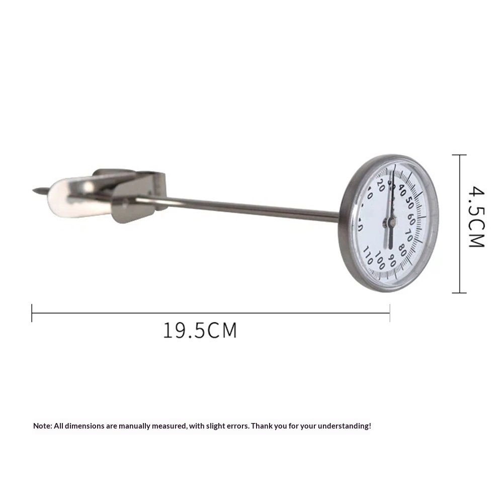 Milk Frothing Thermometer, Adjustable Hanging Beverage Thermometer Water Proof Stainless Steel for Coffee Tea Meat Candy BBQ Sensitive Probe Temperature Gauge Tool