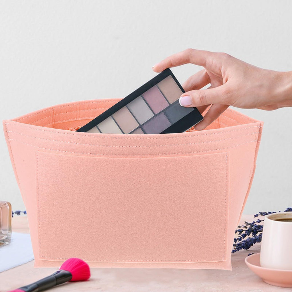 Felt inner bag, inner bag, felt storage and organizing bag, large capacity felt dumpling shaped makeup bag（pink）