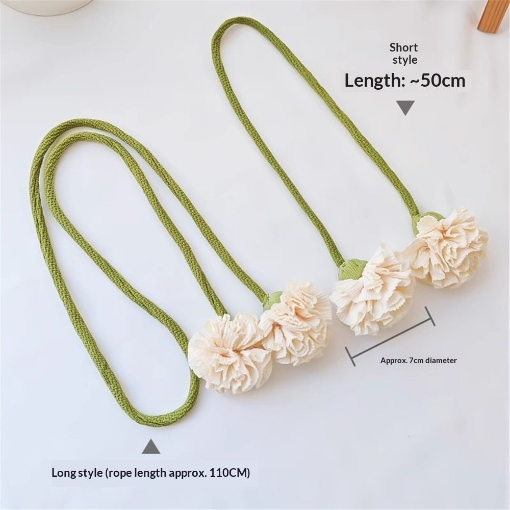 4 Pack Boho Handmade Flower Curtain Tiebacks Curtain Holdbacks - No Drill Rope Curtain Holder, Drapery Holdback Decorative Pull Backs for Nursery & Bedroom Decor (2, Lily of The Valley)