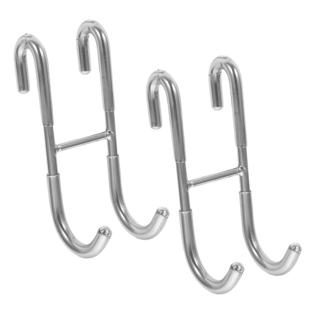 Over Shower Glass Door Hook, 2 Pack Silver 304 Stainless Steel Extended Shower Door Hooks, Bathroom Frameless Drilling-Free Hanger, Double Side Towel Hooks, for Bathing Suits,