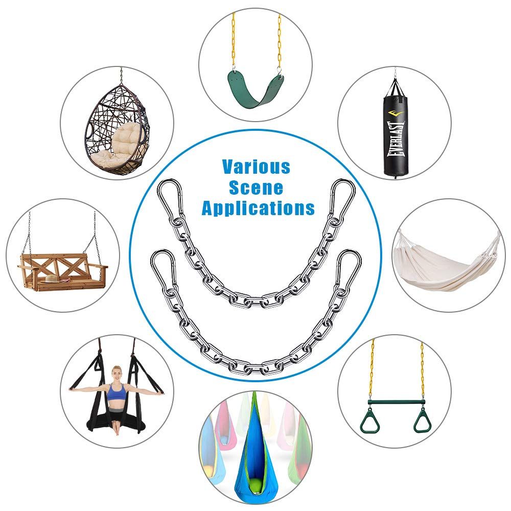 2 Boxing Punching Bag Chain , Stainless Steel Heavy Duty Hanging Chair Chain Kit Hammock Chair Hardware for Indoor Outdoor Playground Swing Set, Hanging Heavy Bag,