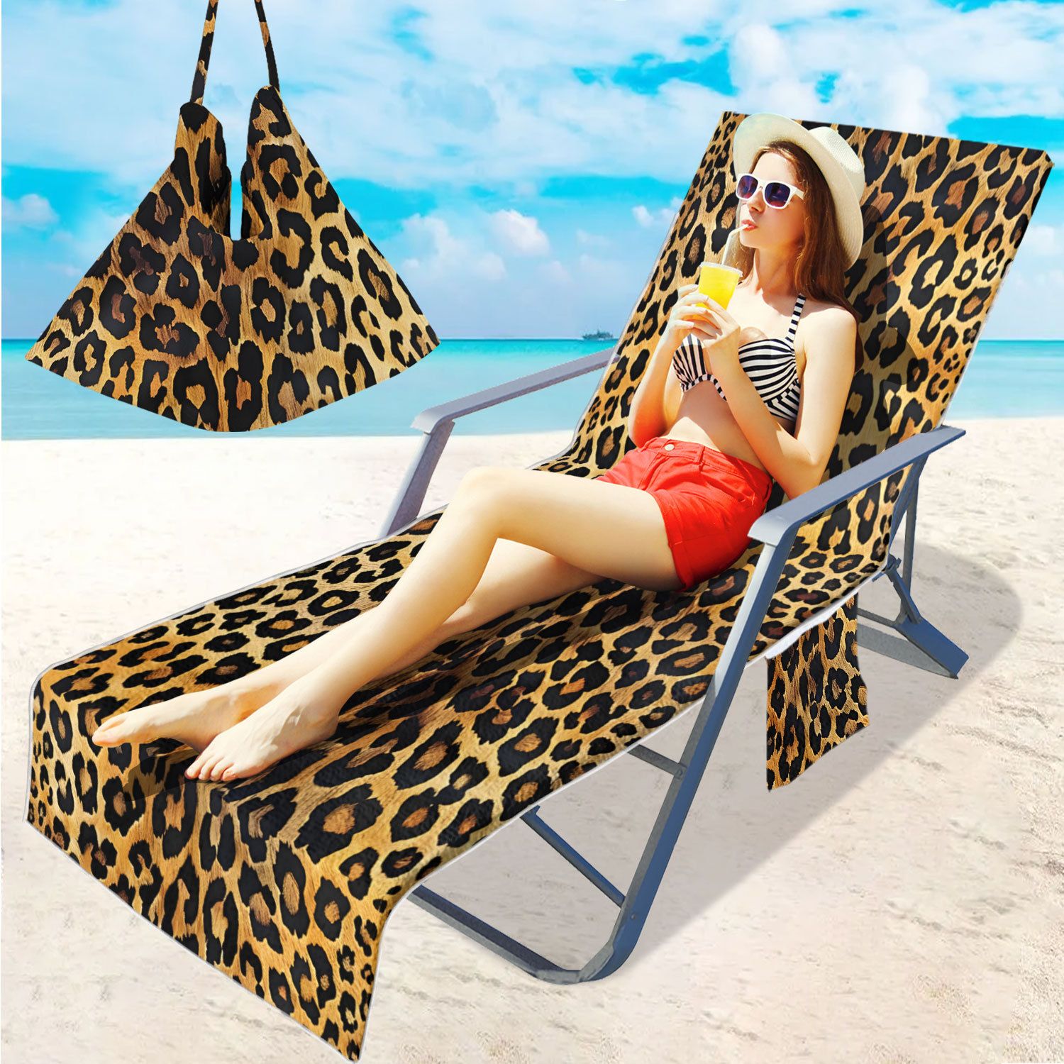 Chair Towel Cover, Portable Chaise Beach Towel, Sunbathing for Beach Pool Patio Garden Courtyard Outdoor Trips, （75x210cm）