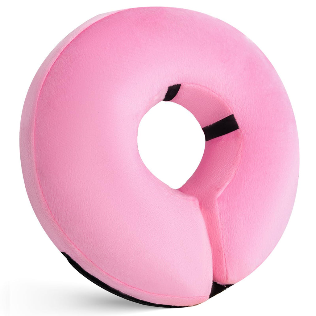 Inflatable Dog Cone Collar for After Surgery, Doggie Neck Blow up Donut Recovery ECollar, Soft Adjustable Dog Cone for Small Medium Large Dogs and Cats (S, Pink)