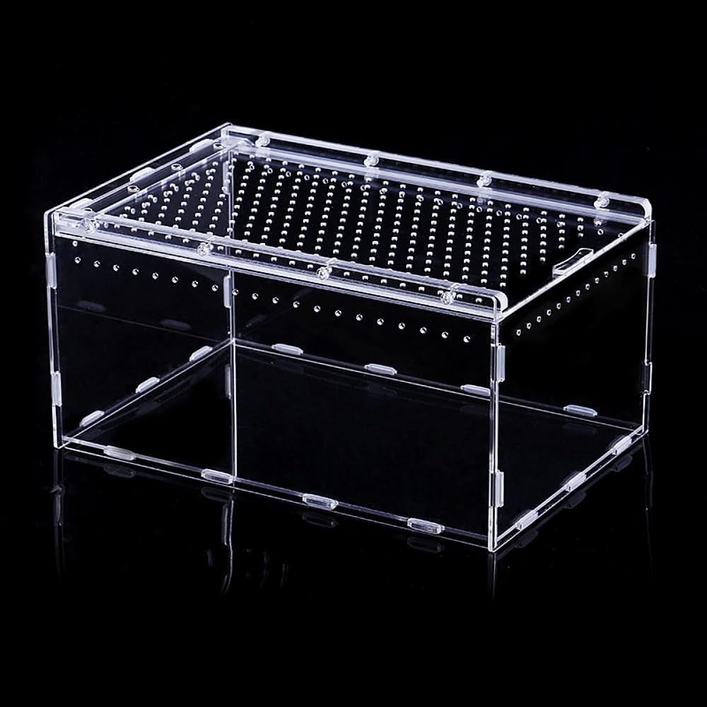 Magnetic Acrylic Case, Micro Habitat Small Tarantula Enclosure Enclosure for arboreal Tarantula Scorpion Sling Lizards Mantis Snake Gecko Jumping Spider Snail Insect Isopods (20X12X12cm  horizontal version)