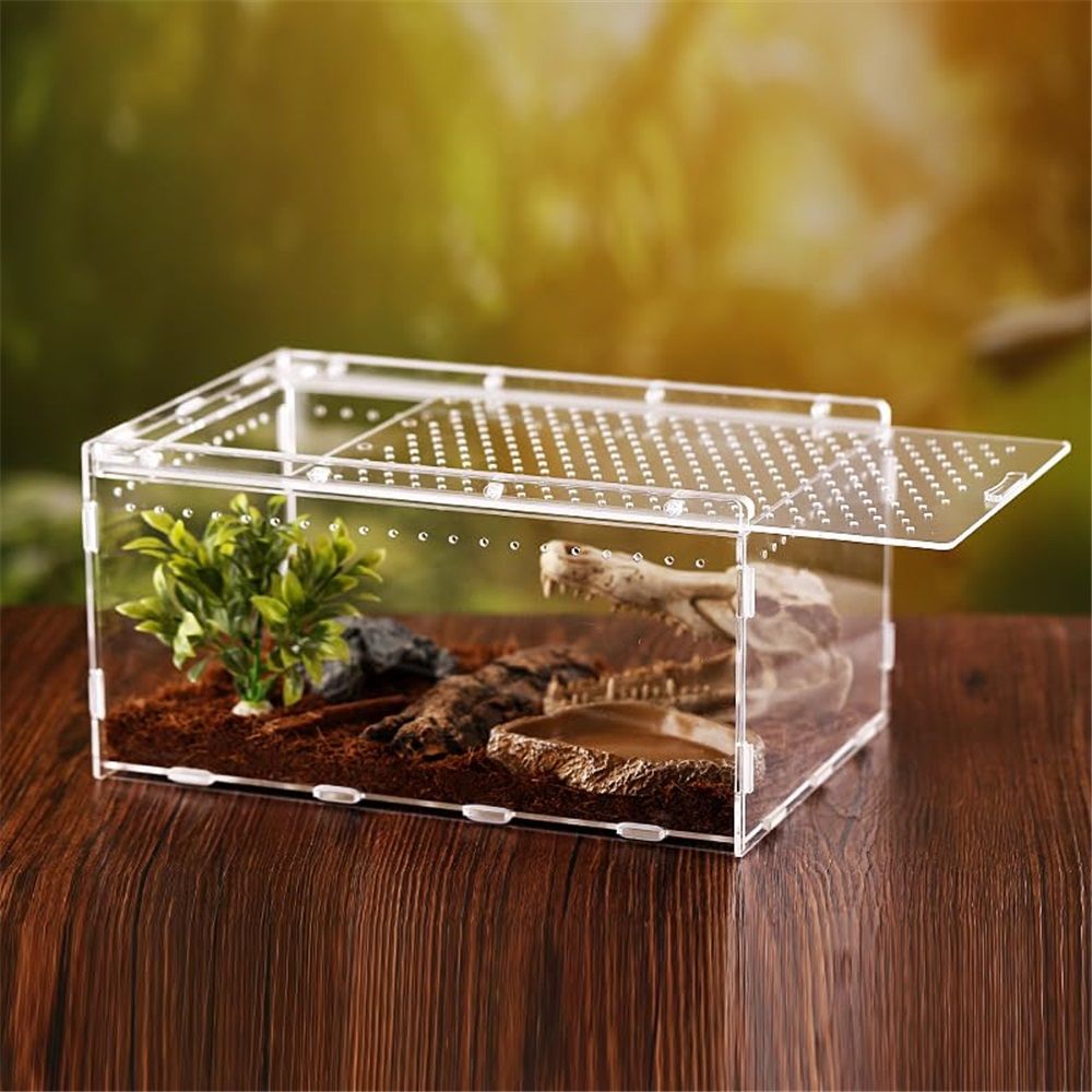Magnetic Acrylic Case, Micro Habitat Small Tarantula Enclosure Enclosure for arboreal Tarantula Scorpion Sling Lizards Mantis Snake Gecko Jumping Spider Snail Insect Isopods (20X12X12cm  horizontal version)