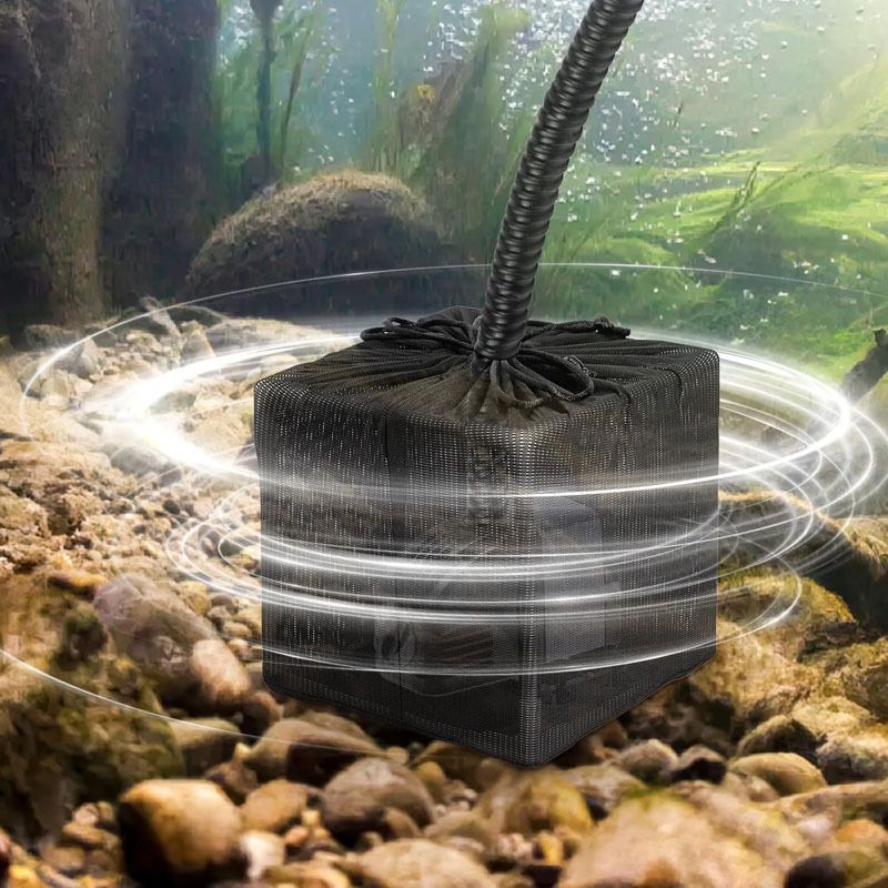 Pond Filter Bag, Pump Barrier Bag, Anti-Clogging Cube Filter Box, Black Media Bag Pump Mesh Bag for Outdoor Water Fish Ponds(10 inch)