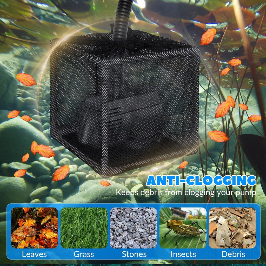 Pond Filter Bag, Pump Barrier Bag, Anti-Clogging Cube Filter Box, Black Media Bag Pump Mesh Bag for Outdoor Water Fish Ponds(10 inch)