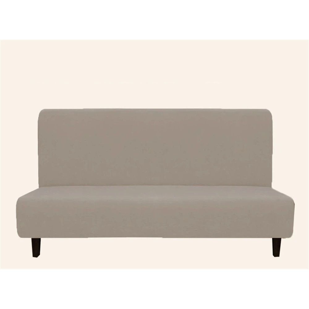Stretch  Queen Size Couch Cover Sofa Bed Cover Furniture Protector with Elastic Bottom, Elastic waterproof milk silk armless sofa cover universal folding sofa bed cover（Shallow Mocha）
