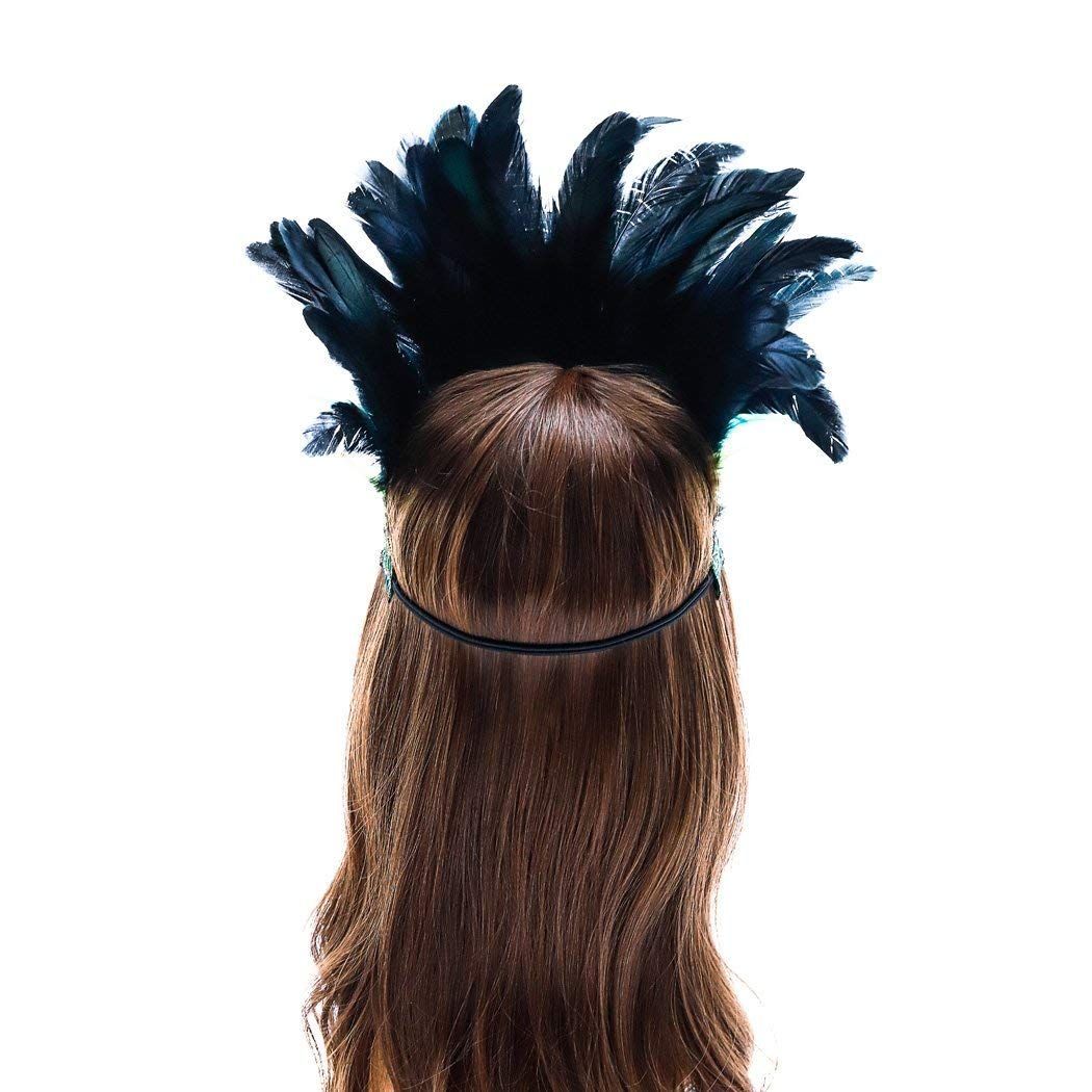 Peacock Feather Fascinator Decorative Feather Headpiece Crown Headdress Costume Halloween Headband for Party（adult version）