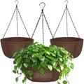 Hanging Planters for Outdoor Plants, 3 Pack 10 Inch Hanging Baskets for Plants Outdoor with Rustproof Chain, Fabric Hanging Pots for Plants, Hanging Planter for Balcony Porch Deco