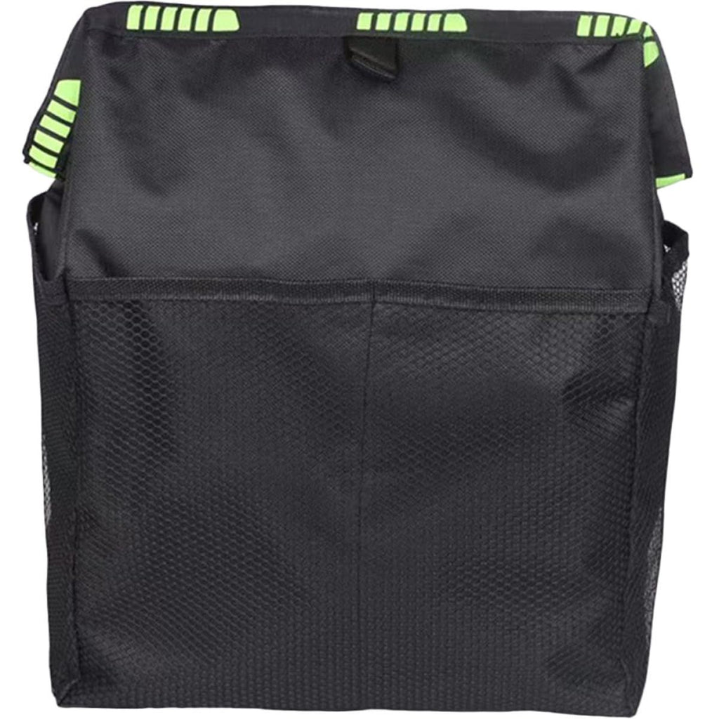 2pcs Hanging Car Trash Can with Storage Pockets, Waterproof Leakproof Oxford Auto Garbage Bag, Multi-Use Organizer for Outdoor Traveling,Home (Black printed green ribbon)