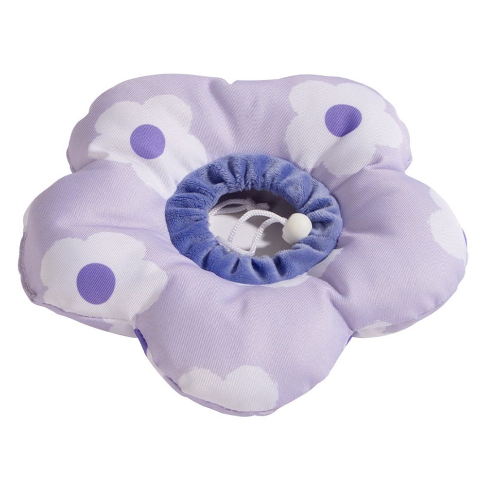 Cat Cone Collar,Cute Waterproof Cat Recovery Collar,Anti-Bite Lick Wound Healing Safety Elizabethan e Collar for Cats,Purple Flower All-Season Style(S)