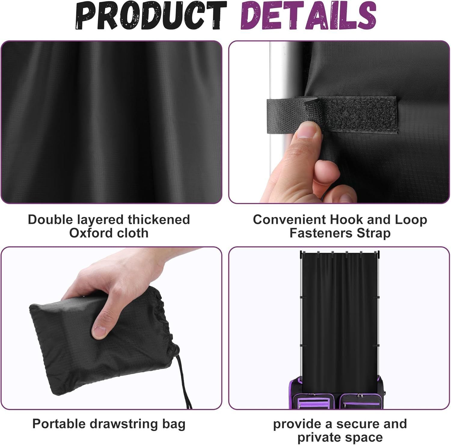 Privacy curtains for portable changing rooms, suitable for dancer backstage accessories, camping, curtains
