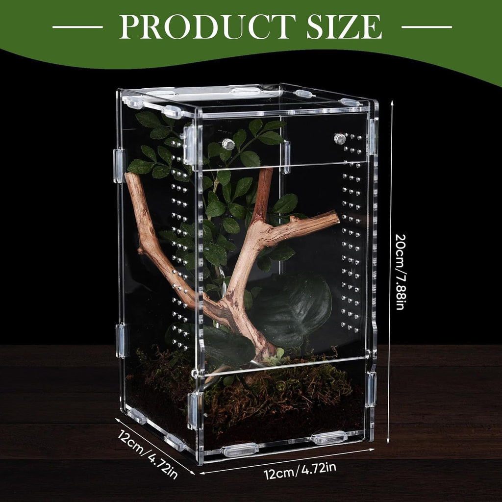 Acrylic Jumping Spider Enclosure Box: Transparent Habitat with Ventilation Holes, Escape-Proof Terrarium for Reptile Pet, Easy to Clean & Observe