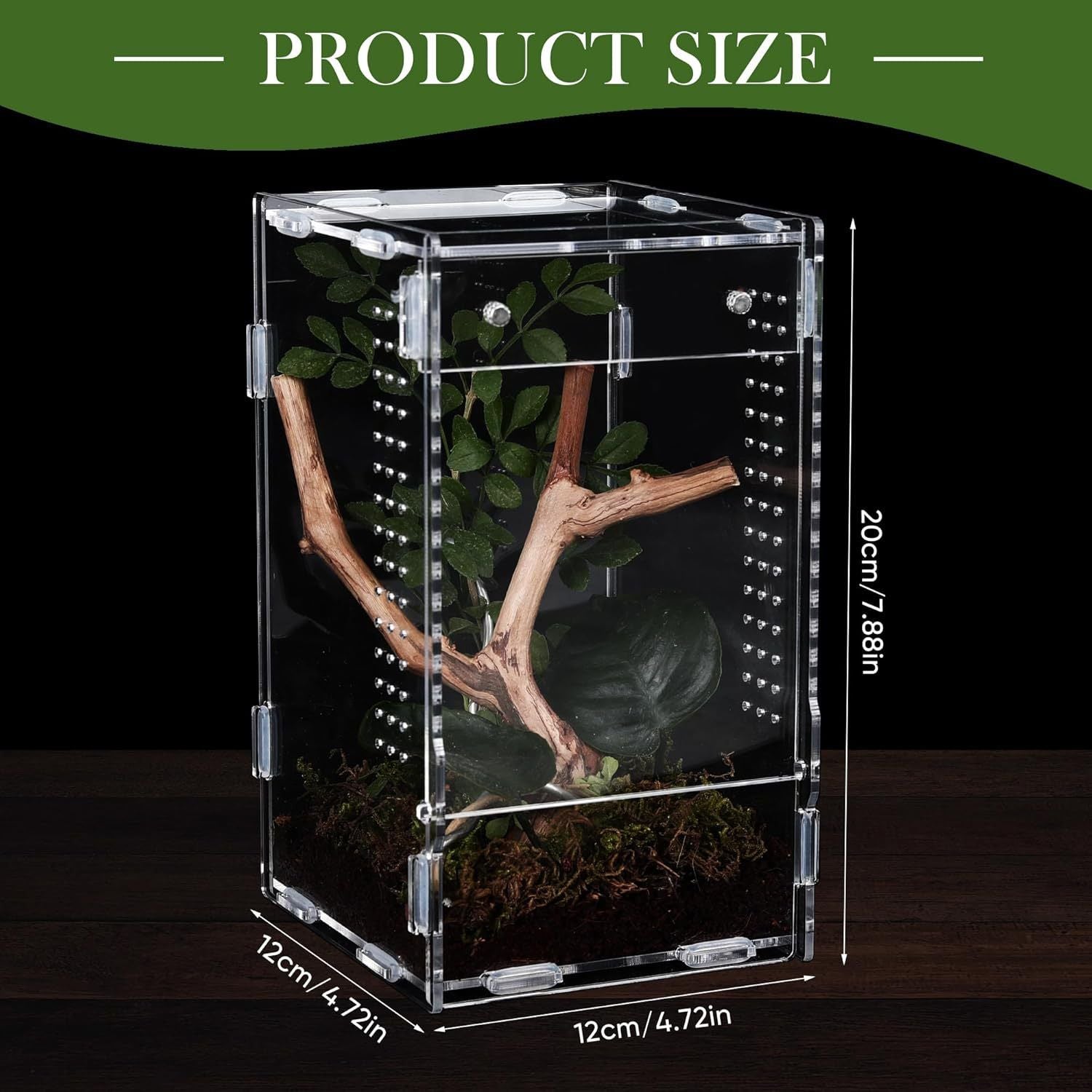 Acrylic Jumping Spider Enclosure Box: Transparent Habitat with Ventilation Holes, Escape-Proof Terrarium for Reptile Pet, Easy to Clean & Observe