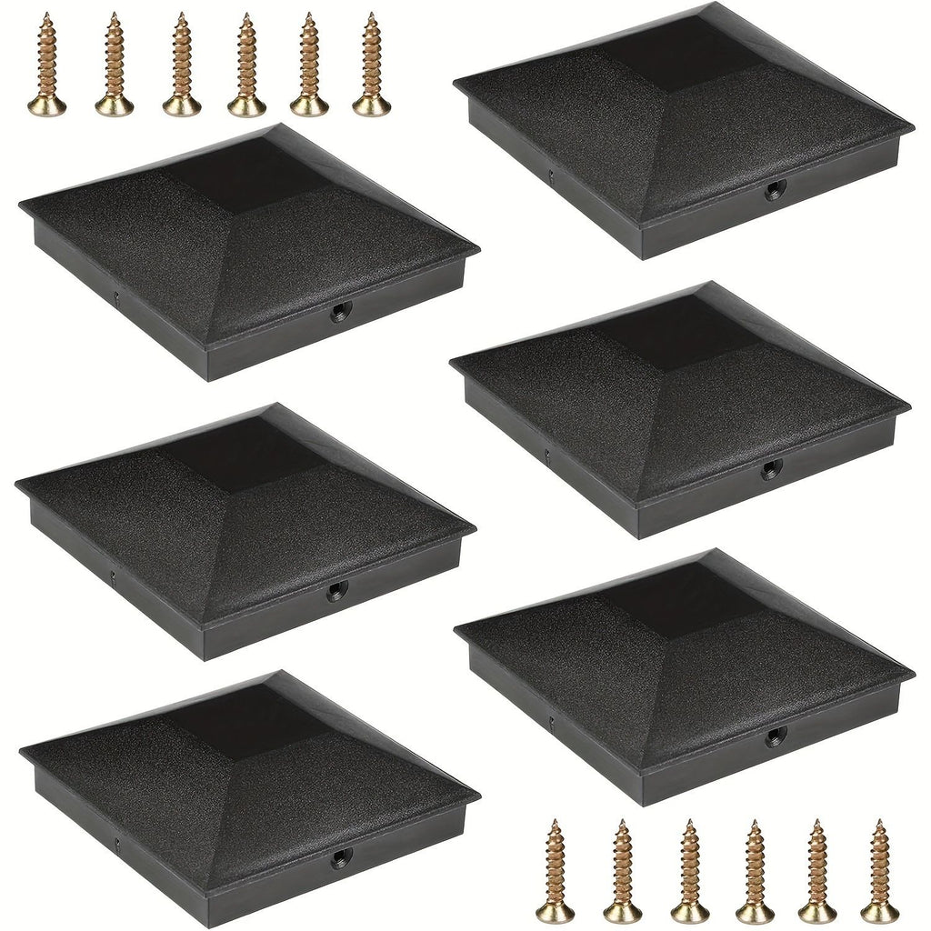 4x4 column caps (actual 3.5 "x 3.5") for wooden columns, durable powder coated fence caps for decks, terraces, and fences, weather resistant and rust resistant, 4x4 metal column caps (6-piece set)