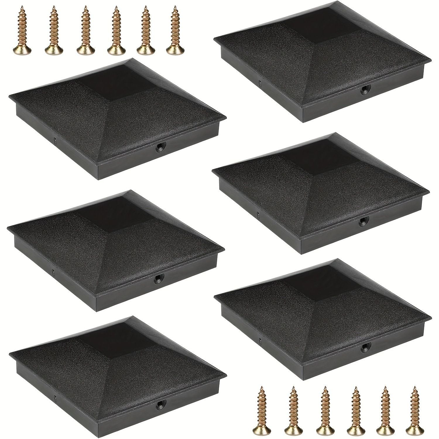4x4 column caps (actual 3.5 "x 3.5") for wooden columns, durable powder coated fence caps for decks, terraces, and fences, weather resistant and rust resistant, 4x4 metal column caps (6-piece set)