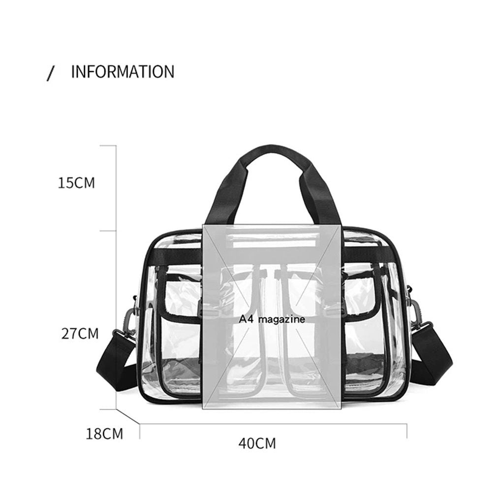 Large Clear Tote Bag for Duffle, Clear Beach Bag for Travel Work, Big Transparent See Through Plastic Bags for Gym Toiletry Makeup Organizer（black）