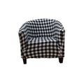 1 Piece Stretch Black/White Barrel Chair Slipcovers with Arms, Round Soft Armchair Sofa Cover Removable Couch Furniture Protector for Bar Living Room Bedroom Hotel Counter