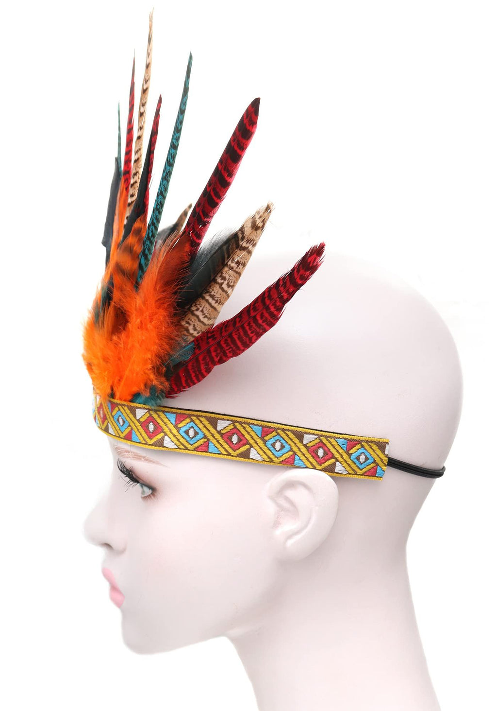 Peacock Feather Headband Headpiece Fascinator Headdress   Cosplay Headwear Stage photography runway props（55-60CM）