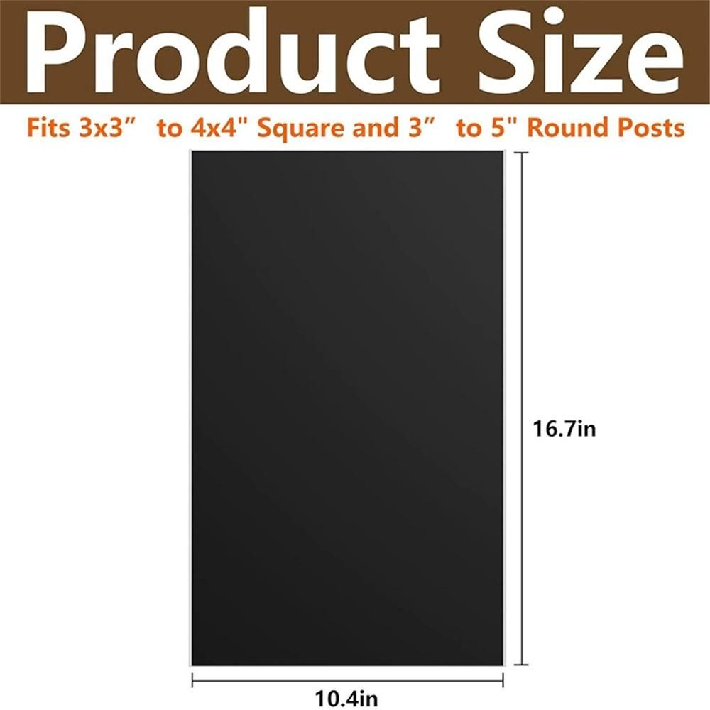 8 Pcs Fence Post Protection, Waterproof Fence Rot Protection, Wood Post Sleeve Post Wrap fits 16.7 x 10.4 Square and 3" to 5" Round Posts(Black)