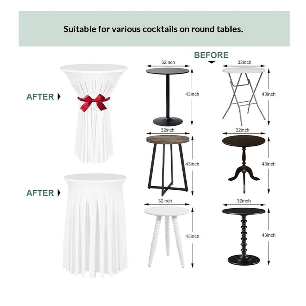 Round polyester Cocktail Tablecloth with Skirt, Elastic Fitted Highboy Bar Table Cloth 1 Pack, High Top Circular Base Adjustable Pub Table Cover for Wedding Party Banquet-Red（60*110cm）