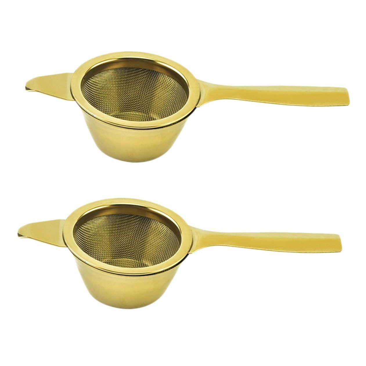 2pcs mini matcha sifter  - 304 stainless steel- brakes clumps in your matcha, tea strainer, cocktail strainer with base, Gold