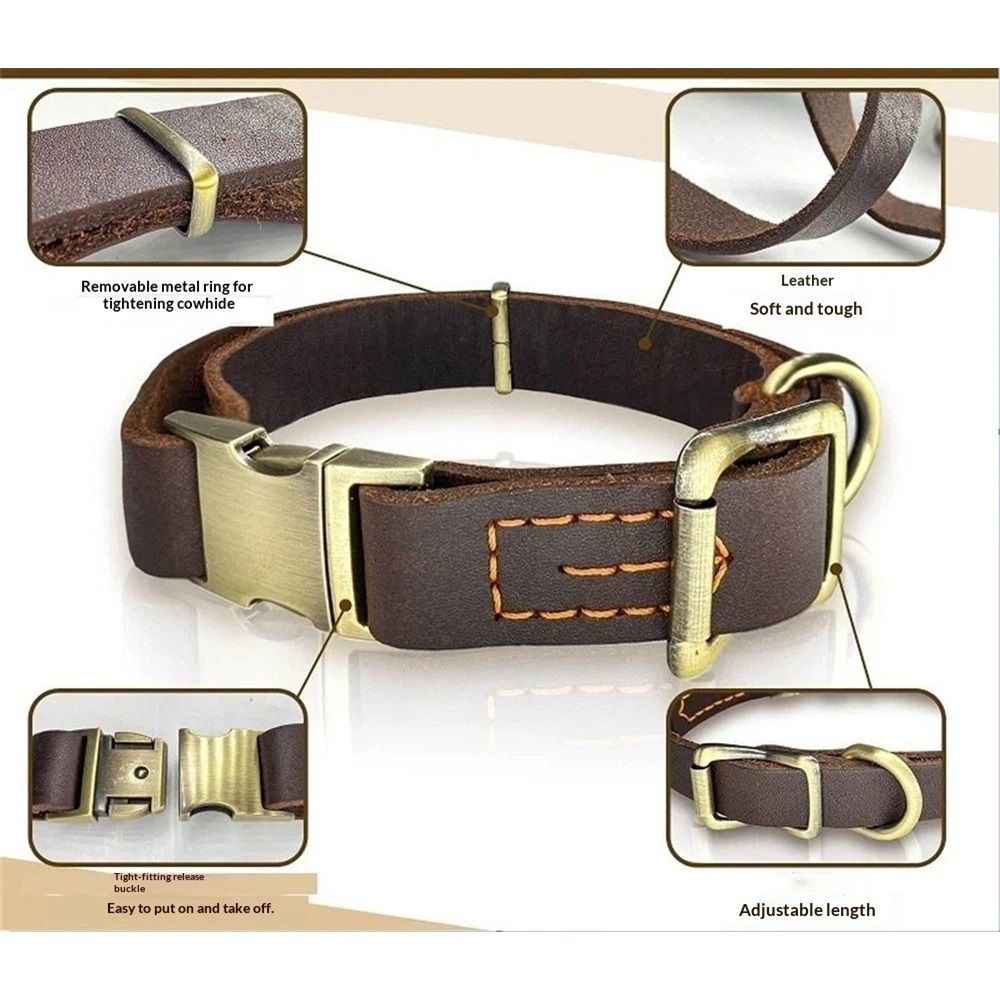 Real Leather Dog Collar, Premium Adjustable Fit with Durable Buckle, Stylish Comfort for Dogs (Small)Insert deduction payment