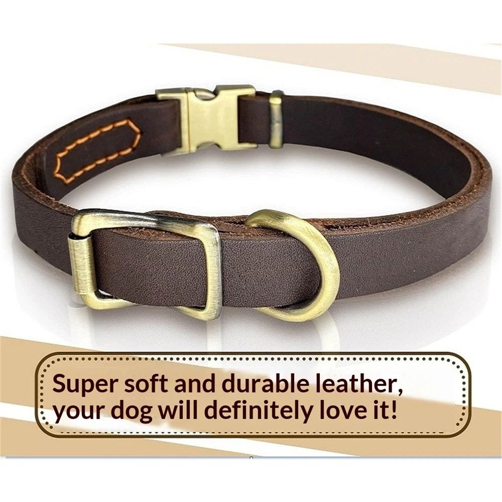 Real Leather Dog Collar, Premium Adjustable Fit with Durable Buckle, Stylish Comfort for Dogs (Small)Insert deduction payment