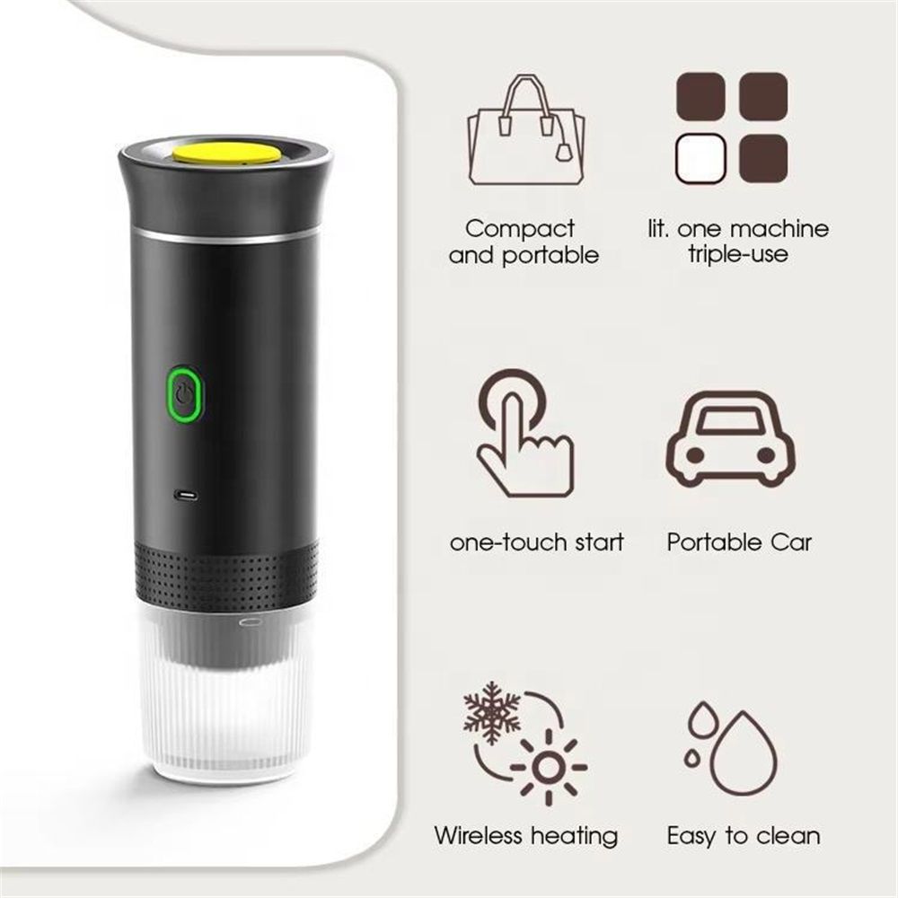 Portable Coffee Maker, Espresso Machine for camping, Travel Coffee Maker with USB-C, 3-in-1 Small Espresso Machine with Ground Coffee & Capsules for RV, Hiking, Office（black）