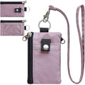 Minimalist  Blocking Small Wallet with ID Window,WaterResistant Zip Id Case Wallet with Lanyard Keychain for Cards,Cash,Travel,Women,Men（dusty pink）