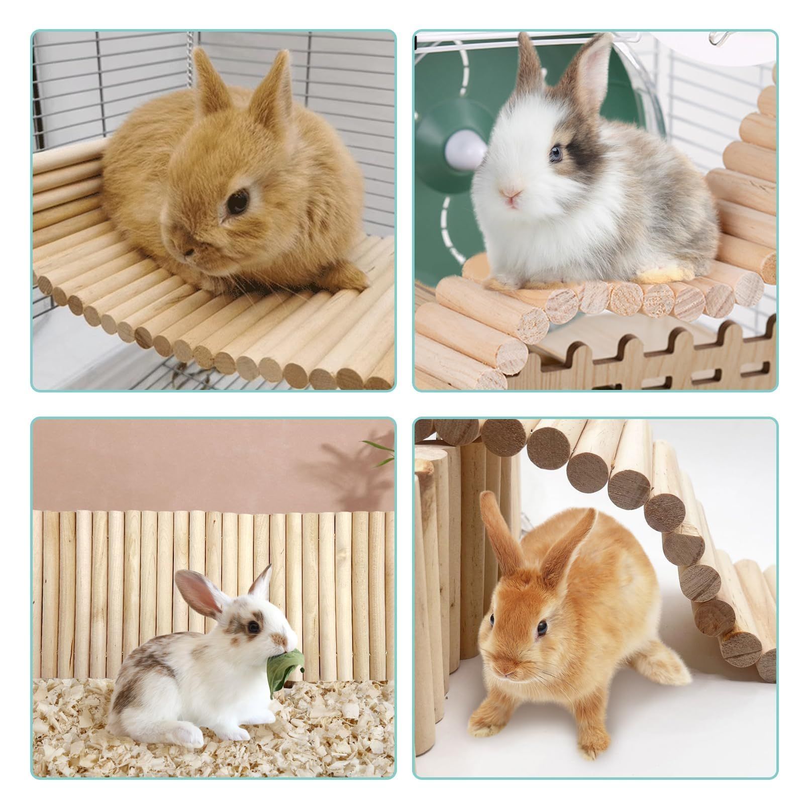 Chinchilla Wooden Suspension Bridge Platform Toy, Small Animal Climbing Toys for Guinea-Pigs Sugar Glider Squirrel and Other Small Animals (Birch 20*35cm)