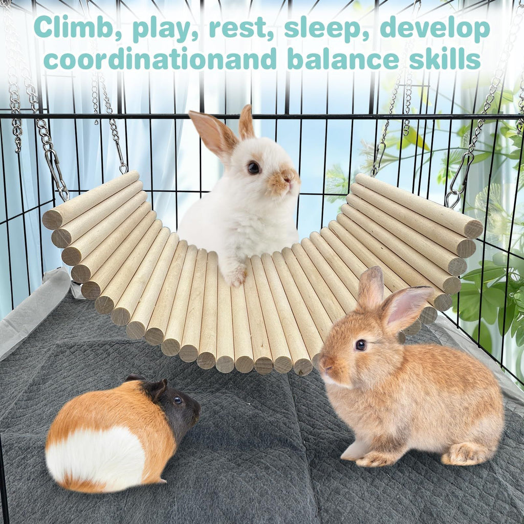 Chinchilla Wooden Suspension Bridge Platform Toy, Small Animal Climbing Toys for Guinea-Pigs Sugar Glider Squirrel and Other Small Animals (Birch 20*35cm)